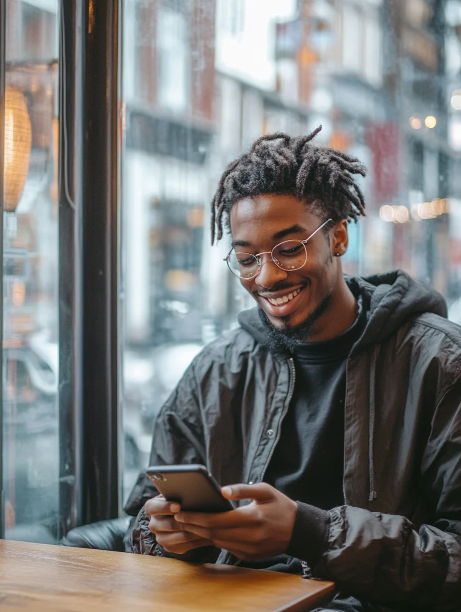 Young freelancer relieved after receiving quick cash loan