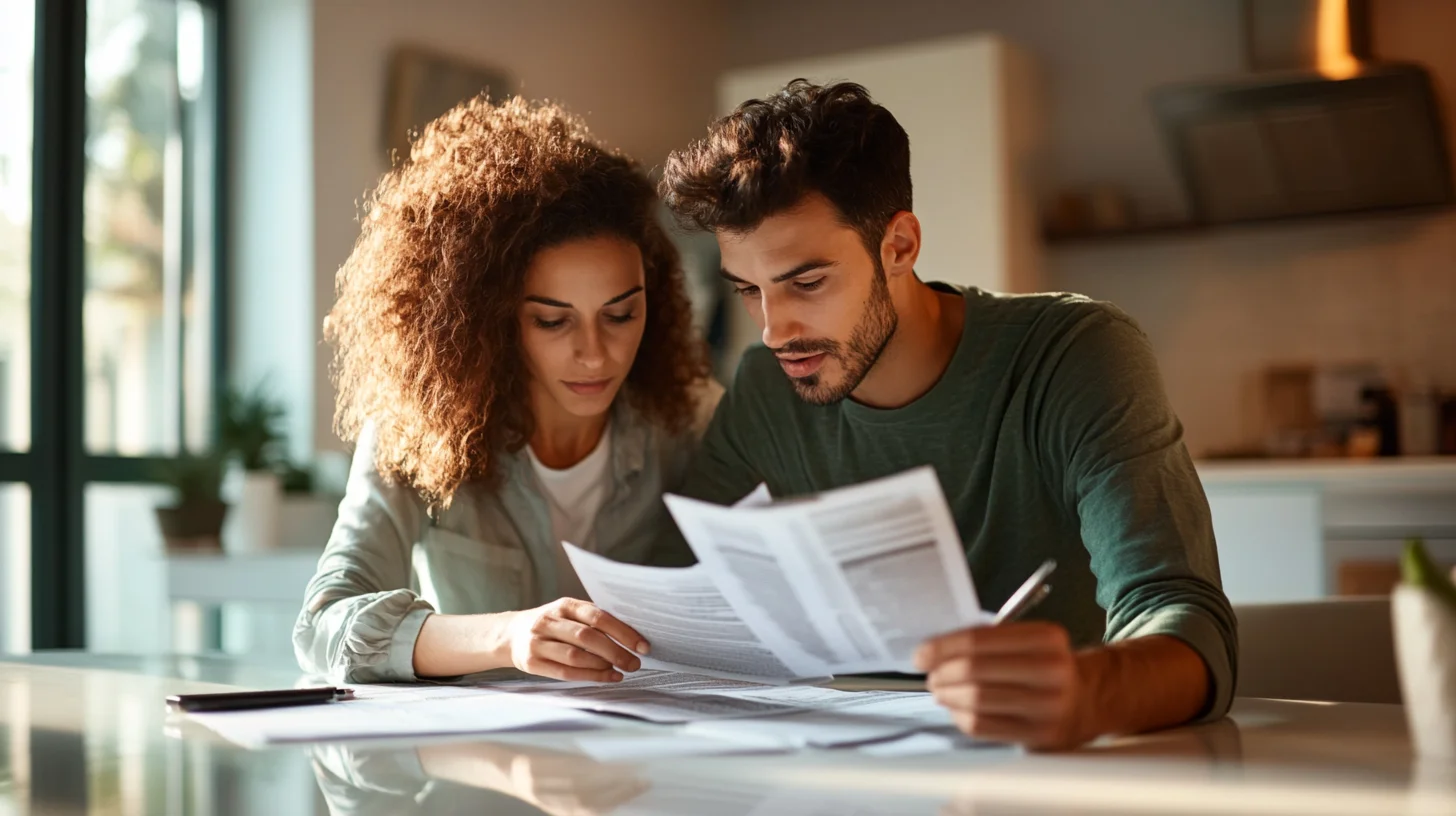 Couple reviewing personal loan options at home