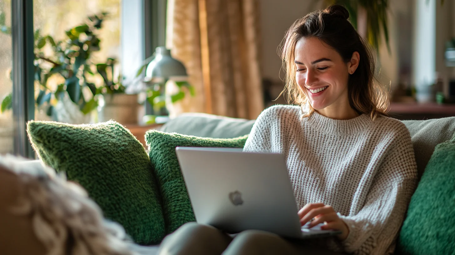 Woman applying for personal loan on laptop