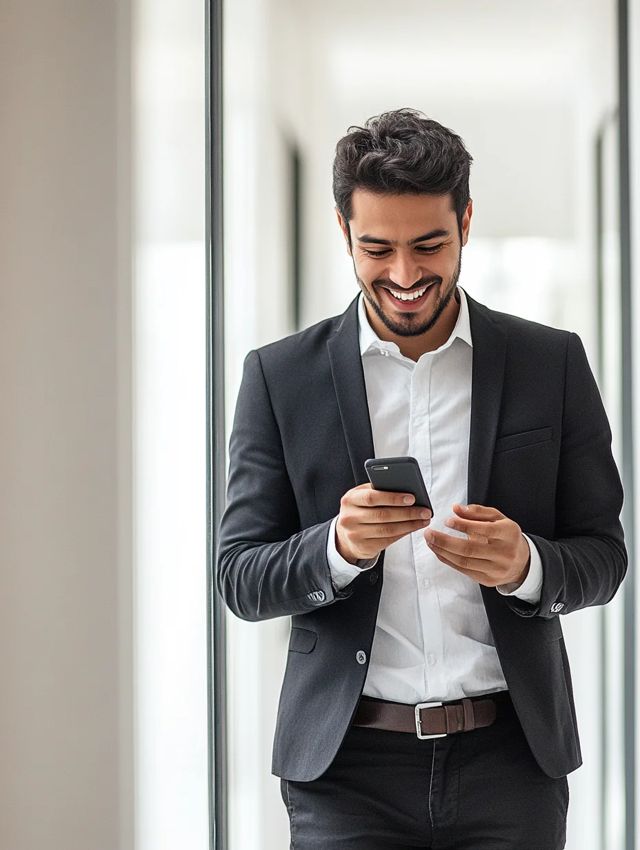 Happy man receiving loan approval notification on phone